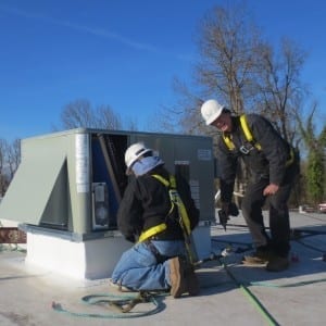efficiency heating and cooling roof top unit installation 300x300 1